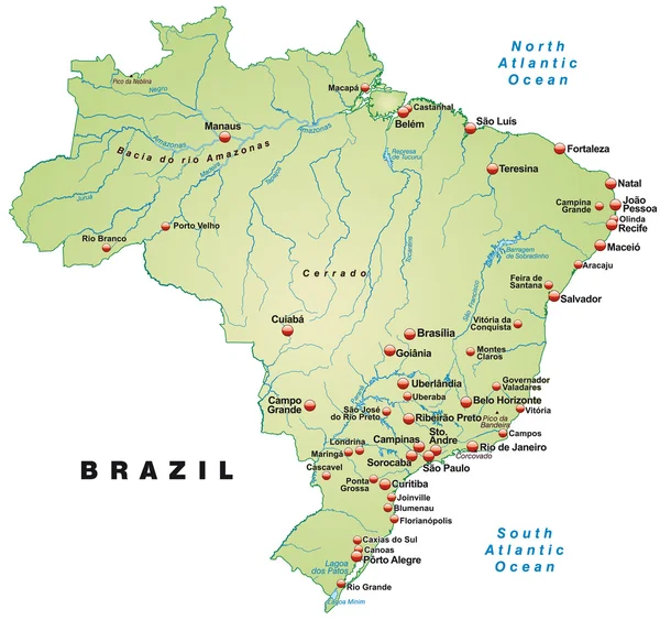 Mapa Brazylia — Wektor stockowy