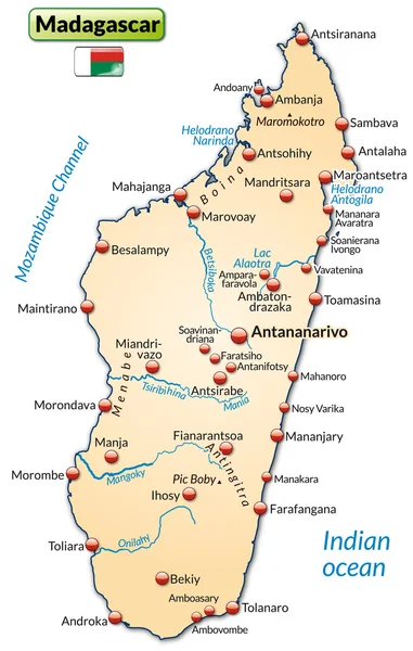 Mapa Madagaskar — Wektor stockowy