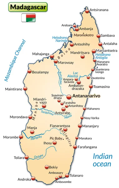 马达加斯加的地图 — 图库矢量图片