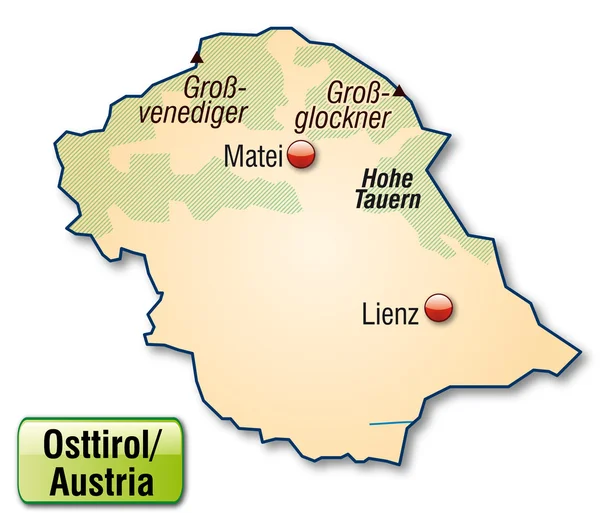 Mapa de Tirol Oriental — Vector de stock