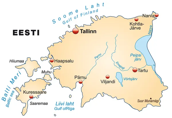 La mappa di Estonia — Vettoriale Stock