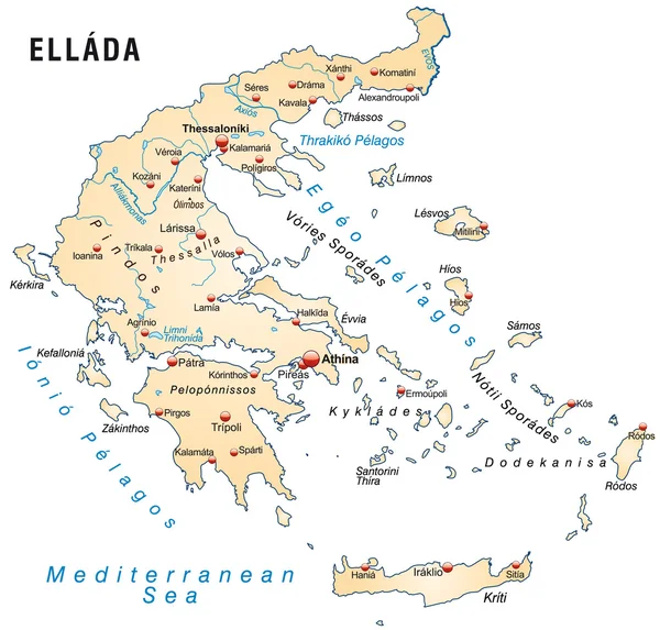 Карта Греции — стоковый вектор