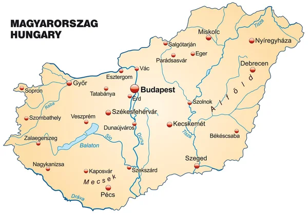 Mapa da Hungria —  Vetores de Stock