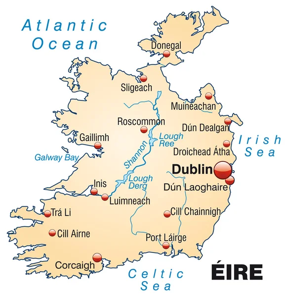 Mapa da Irlanda —  Vetores de Stock