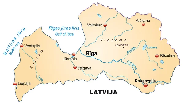 La mappa di Lettonia — Vettoriale Stock