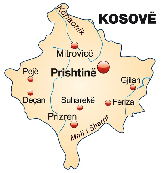 Kaart van kosovo — Stockvector