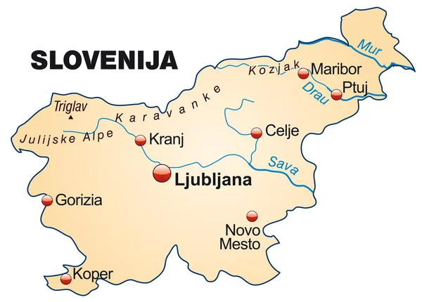 Mapa da Eslovénia —  Vetores de Stock