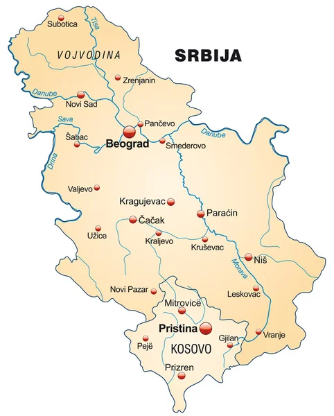 Mapa da Sérvia —  Vetores de Stock