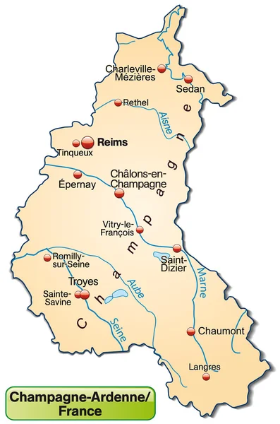 Mappa di Champagne-Ardenne — Vettoriale Stock