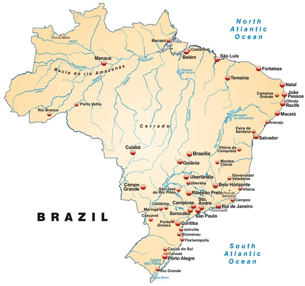 Mapa online de Brasil — Vector de stock