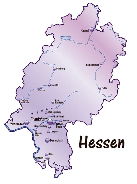 Karta över Hessen — Stock vektor