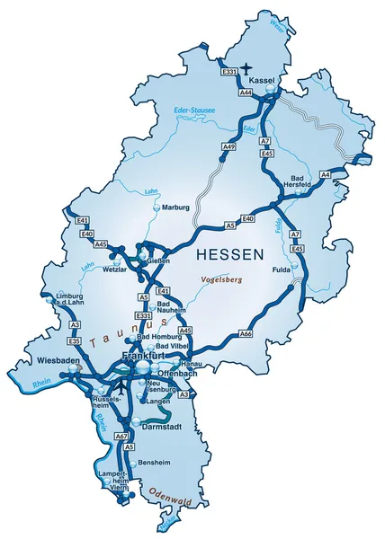 ヘッセン州の地図 — ストックベクタ