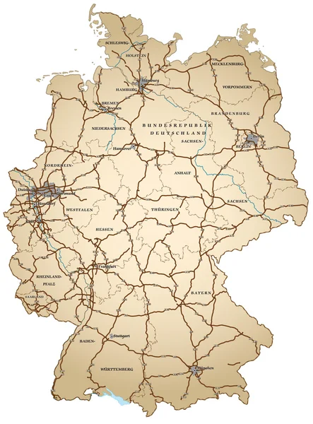 Mapa online de Alemania — Vector de stock