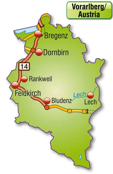 Mapa online de vorarlberg — Archivo Imágenes Vectoriales