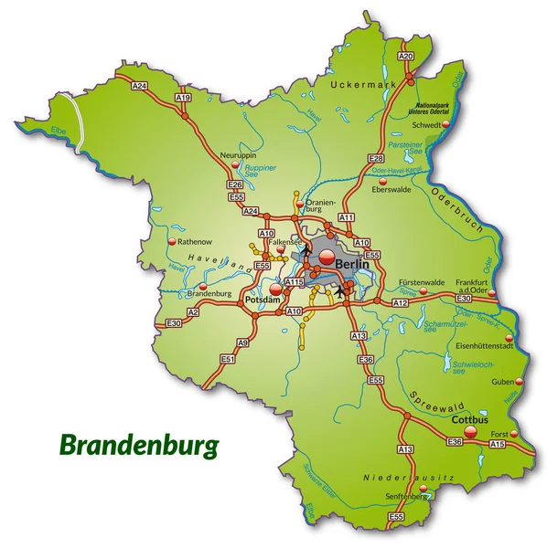 Mapa Brandenburgii — Wektor stockowy