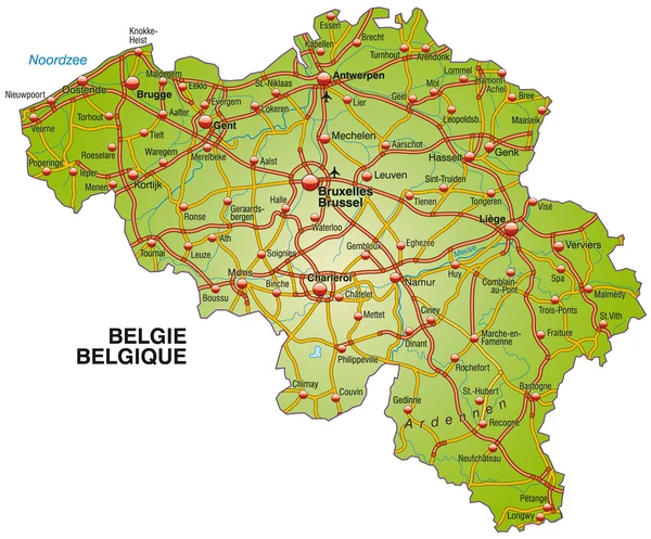 Karte von Belgien — Stockvektor