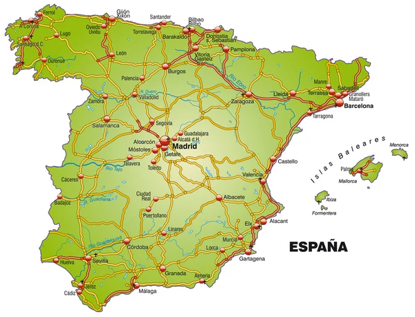 Carte de l'Espagne — Image vectorielle