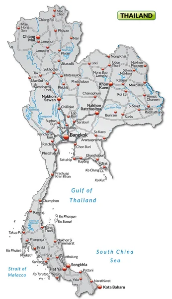 O mapa de Tailândia — Vetor de Stock