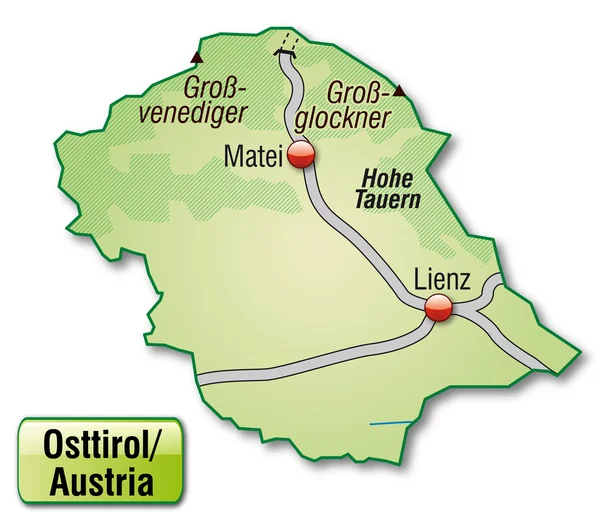 Kaart van Oost-Tirol — Stockvector