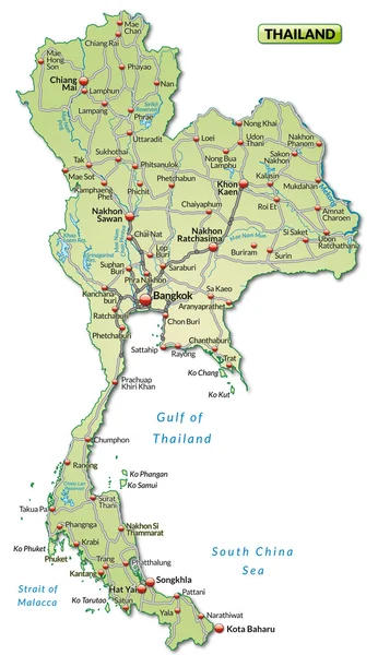 Mapa Tajlandii — Wektor stockowy