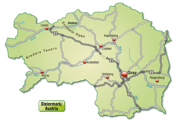 Mapa Štýrska — Stockový vektor