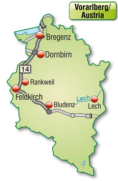 Mapa online de vorarlberg — Archivo Imágenes Vectoriales