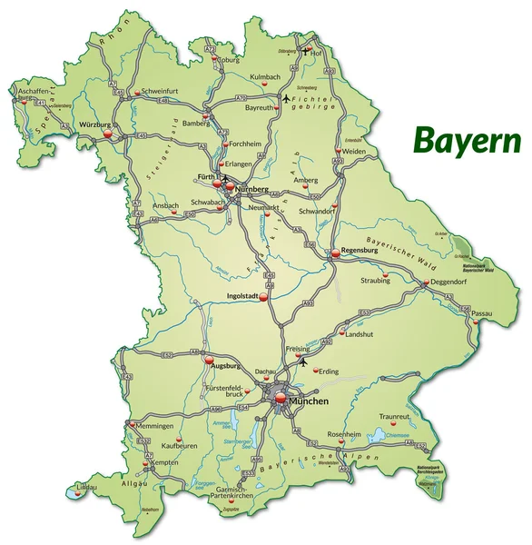 Mapa Bavorská — Stockový vektor
