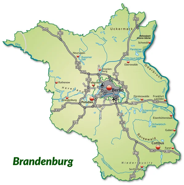 Mapa Braniborská — Stockový vektor