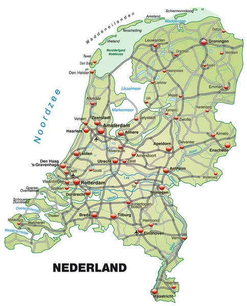 Kort over Holland – Stock-vektor