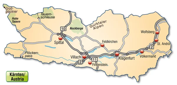 Mapa kaernten — Wektor stockowy