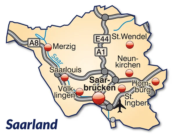 Map of Saarland — Stock Vector