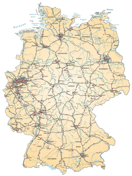 Karta över Tyskland — Stock vektor