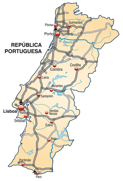 Mapa Portugalska — Stockový vektor