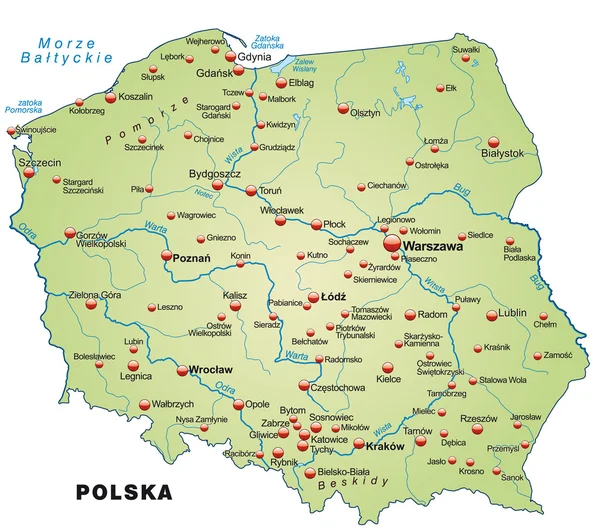 Karte von Polen — Stockvektor