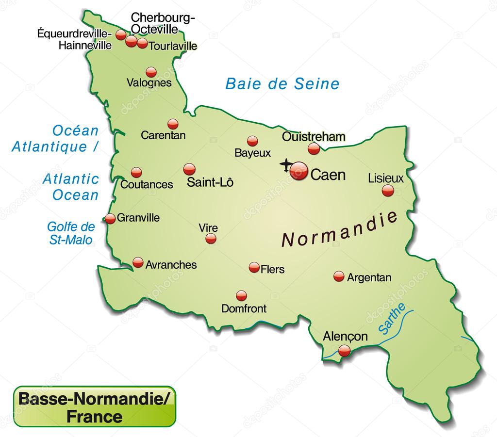 kaart van Laag-Normandië — Stockvector © artalis #39344133