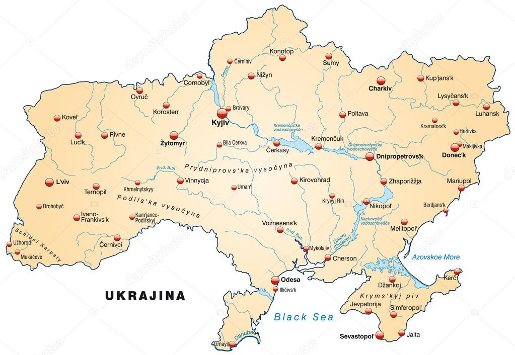 Mapa Ukrajiny — Stock Vektor © artalis #39344961