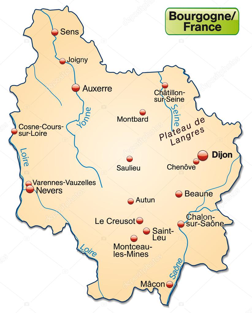 Map of Burgundy — Stock Vector © artalis #39345053