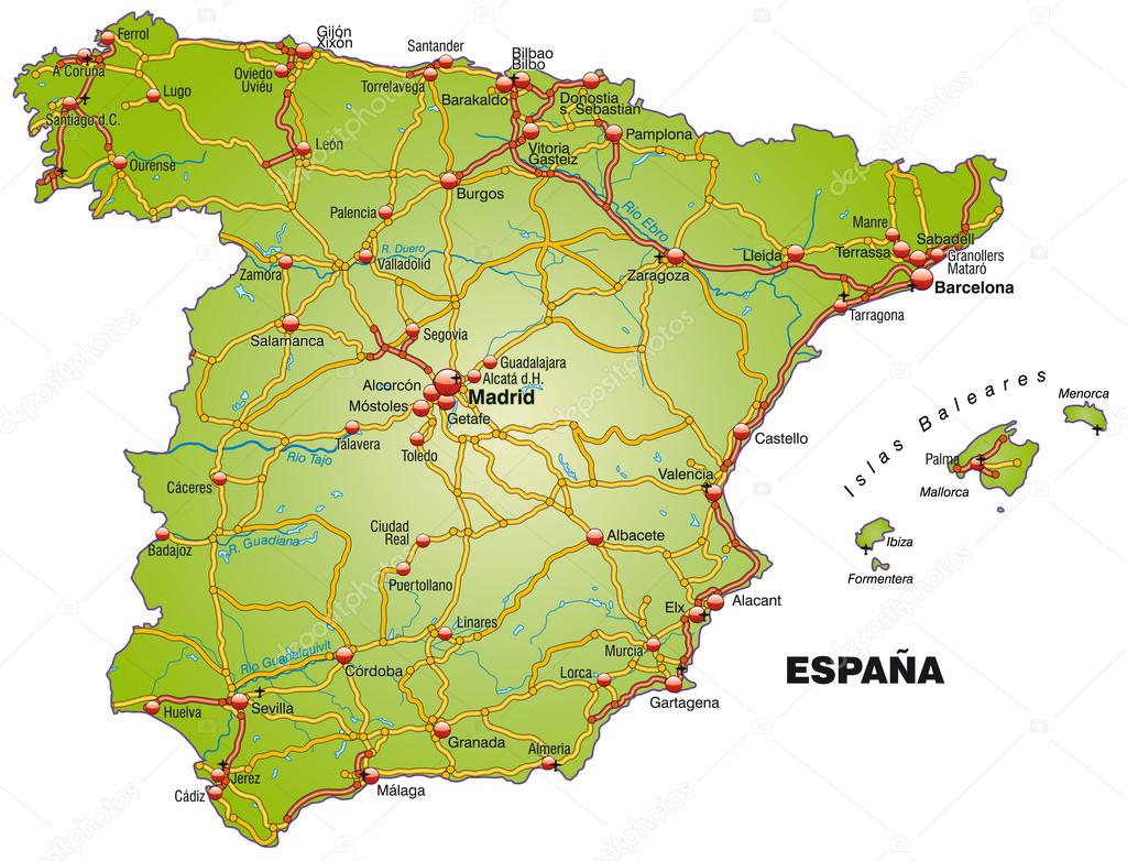 Spanyolország Térkép Stock vektor: ©artalis 39346519