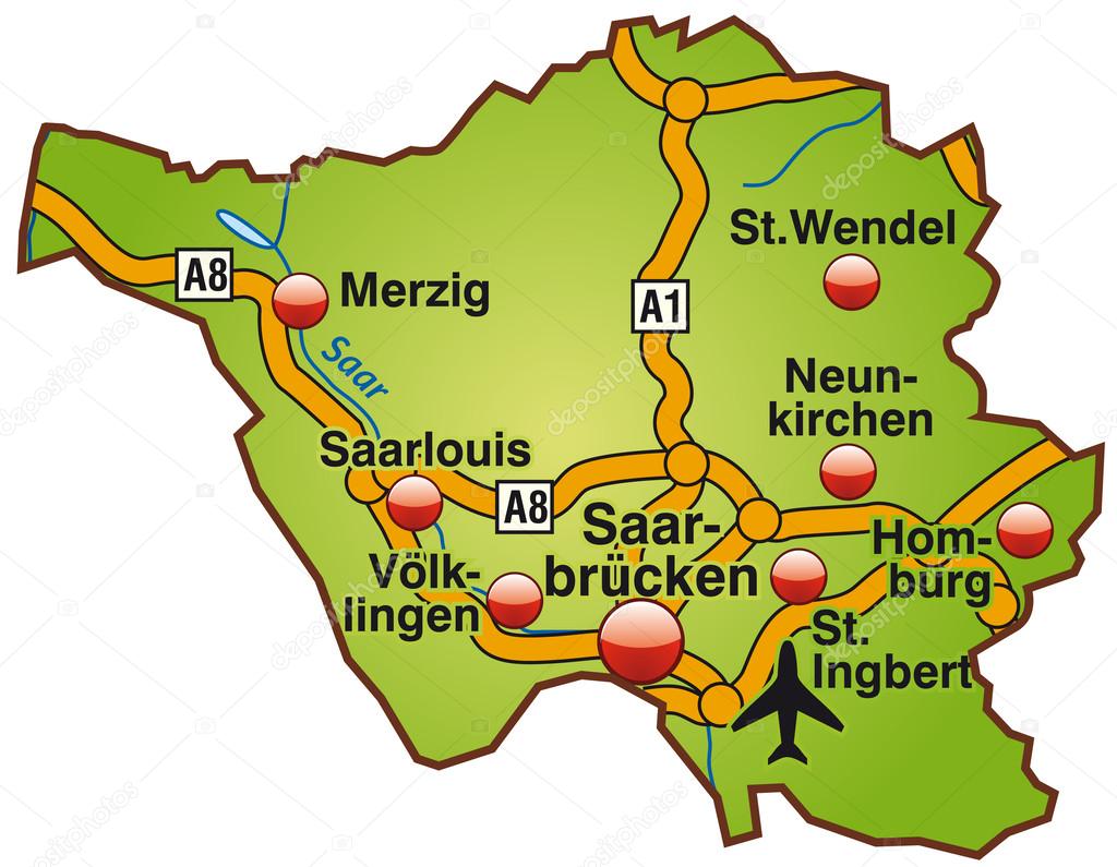 Saarland Kaart | Kaart