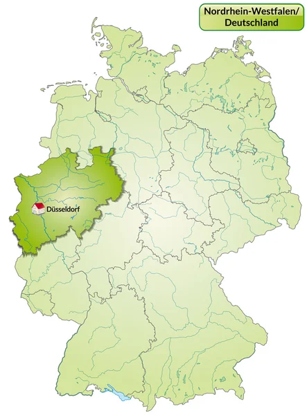 Karta över Nordrhein-Westfalen — Stock vektor
