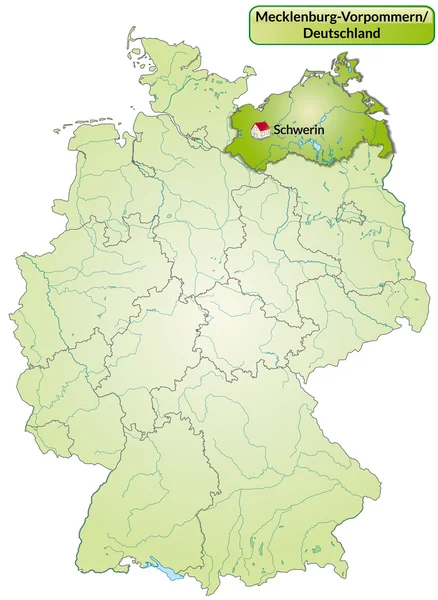 O mapa de Mecklemburgo-Pomerânia Ocidental — Vetor de Stock