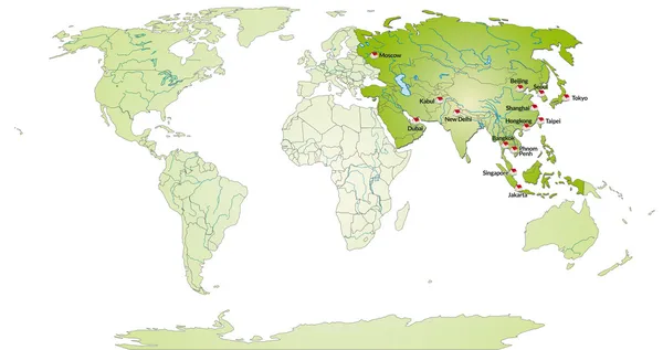 Mapa Asie — Stockový vektor