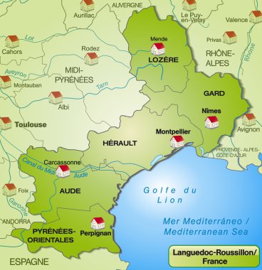 languedoc-roussillon Haritası