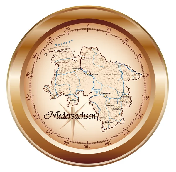 Karta över Niedersachsen — Stock vektor