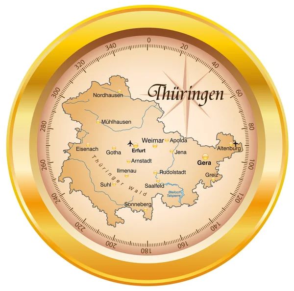 O mapa de Thuringia — Vetor de Stock