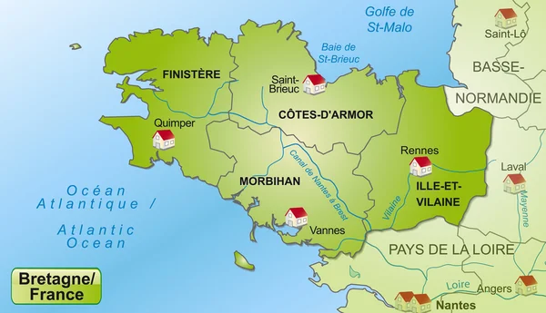 La carte de Bretagne — Image vectorielle