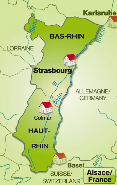 Mapa online de Alsacia — Vector de stock