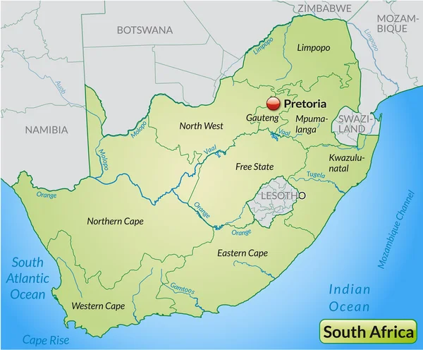 Dél-Afrika térképe — Stock Vector