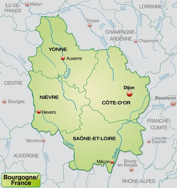 Map of Burgundy — Stock Vector