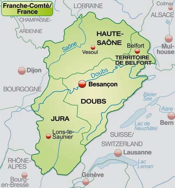 Peta Franche-Comte - Stok Vektor